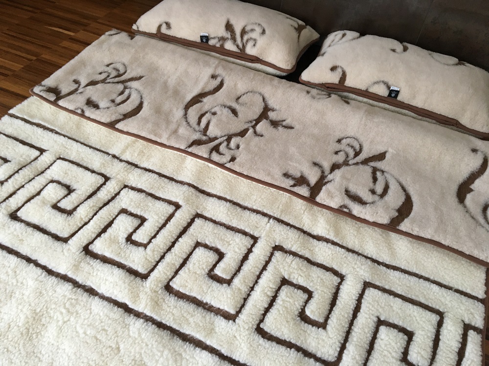 POŚCIEL WEŁNIANA CAMEL BOHO + MERYNOS TUMBLER GREKA 240x200 + PODKŁAD
