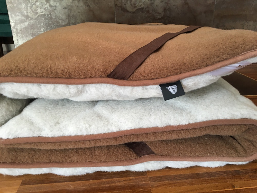 MATERAC WEŁNIANY ALPAKA JASNA CARO + CAMEL CIEMNY 100X200