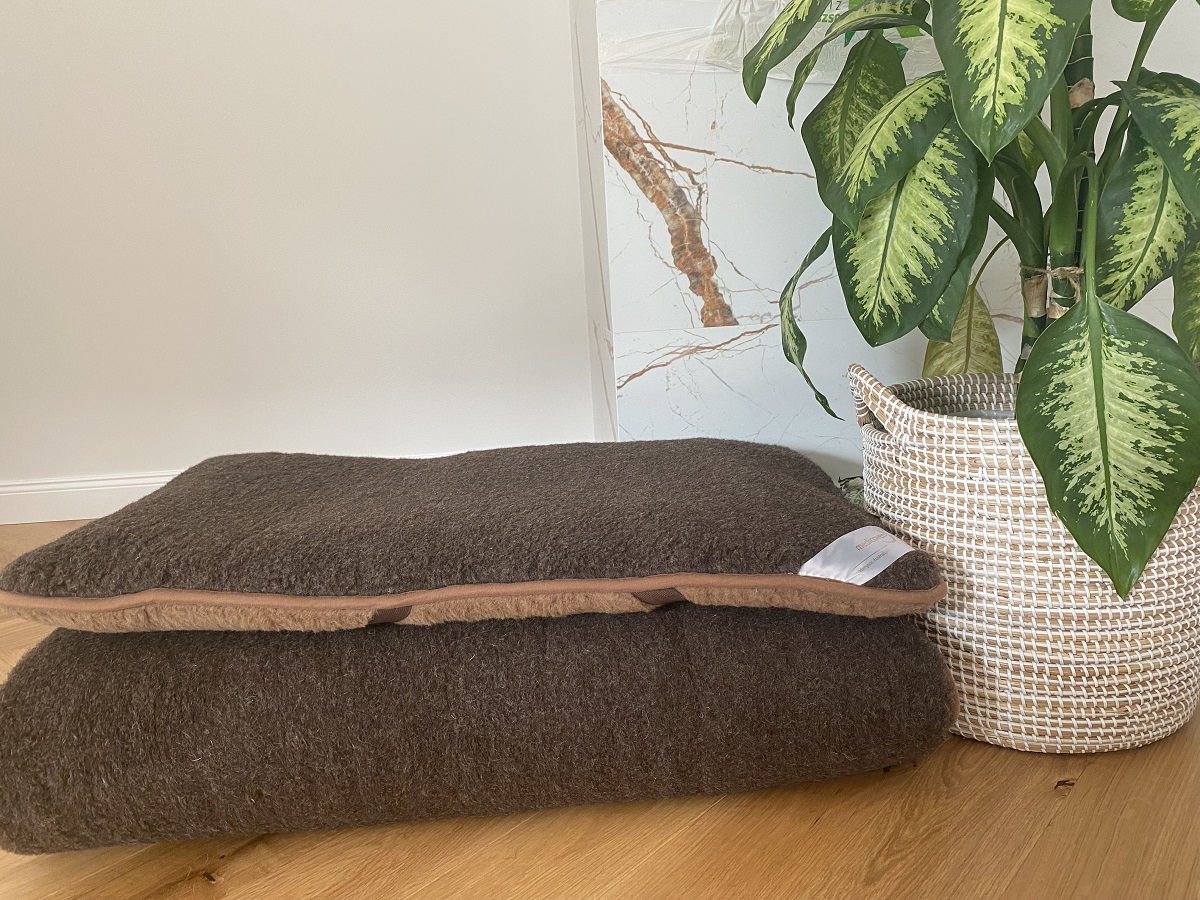 MATERAC WEŁNIANY MERYNOS DZIKI BRĄZ SYBERIA + CAMEL CIEMNY 180x200