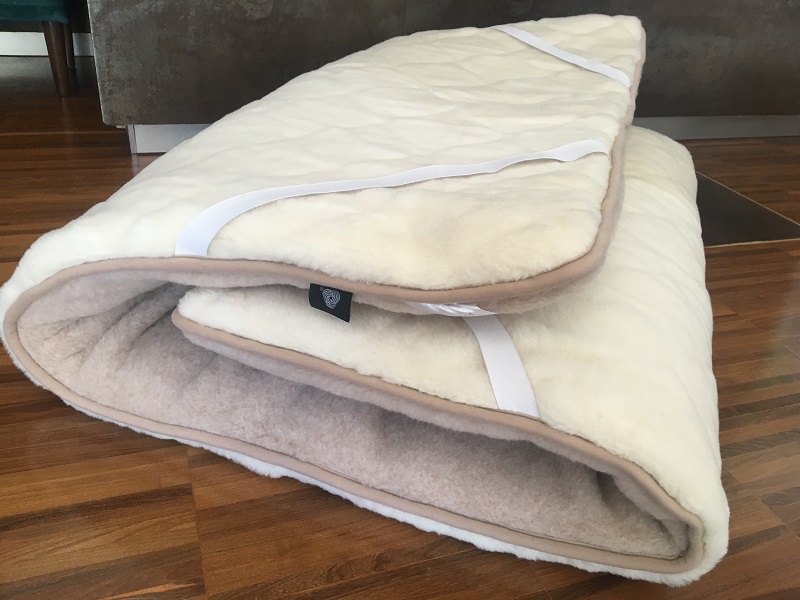MATERAC WEŁNIANY CAMEL JASNY + KASZMIR CARO 120x200