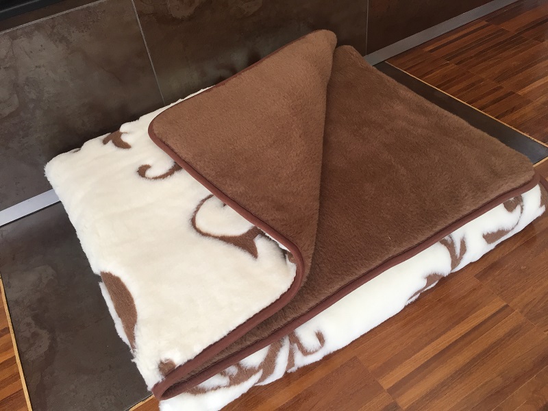 KOŁDRA WEŁNIANA CAMEL CIEMNY + KASZMIR SZLACHECKI 140x200