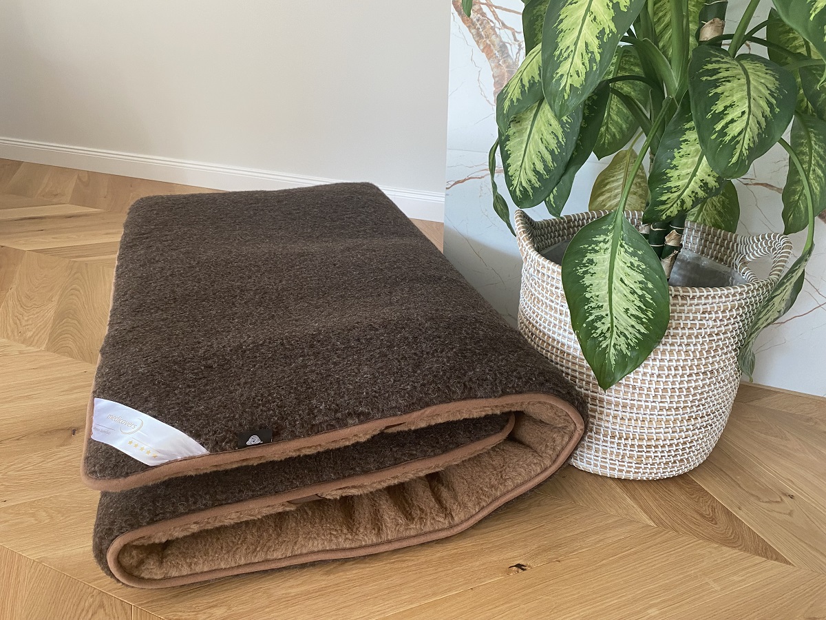 MATERAC WEŁNIANY MERYNOS DZIKI BRĄZ SYBERIA + CAMEL CIEMNY 180x200