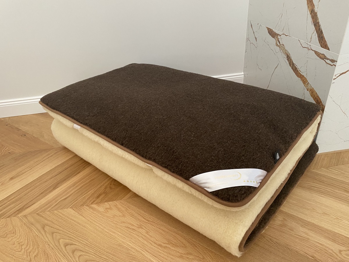 MATERAC WEŁNIANY MERYNOS DZIKI BRĄZ + NATURAL SYBERIA 180x200