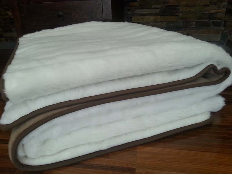 KOŁDRA WEŁNIANA CAMEL CIEMNY + KASZMIR LUX PASY 160X200