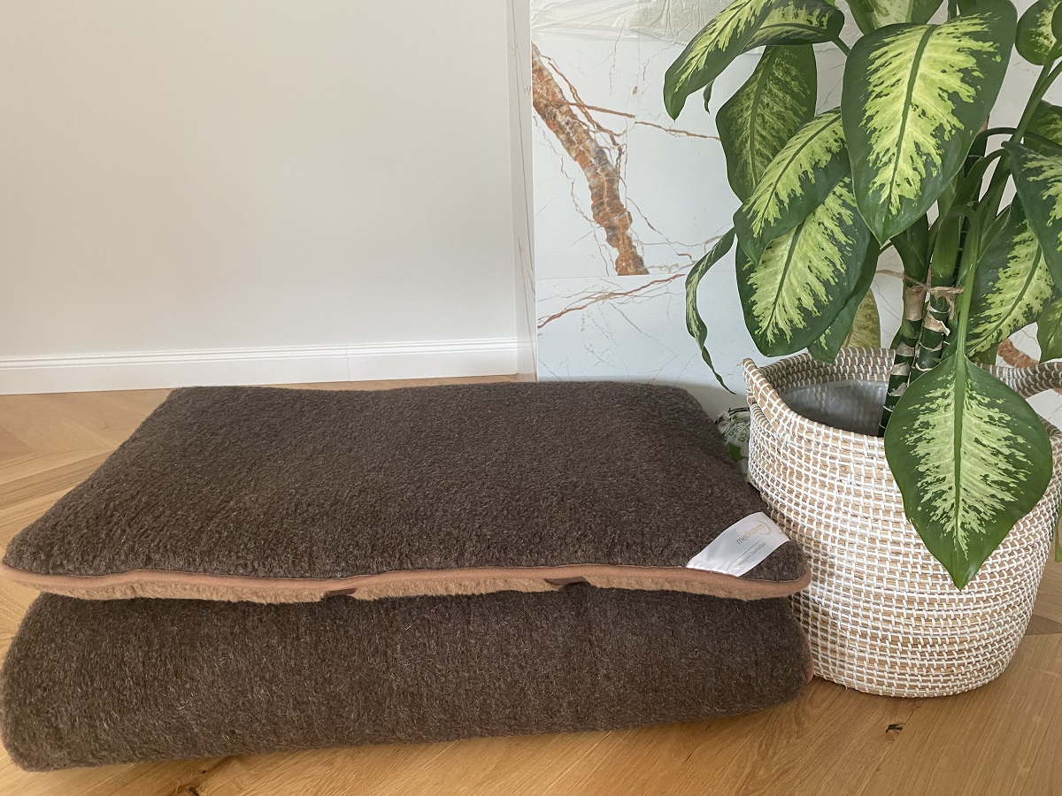 MATERAC WEŁNIANY MERYNOS DZIKI BRĄZ SYBERIA + CAMEL CIEMNY 180x200
