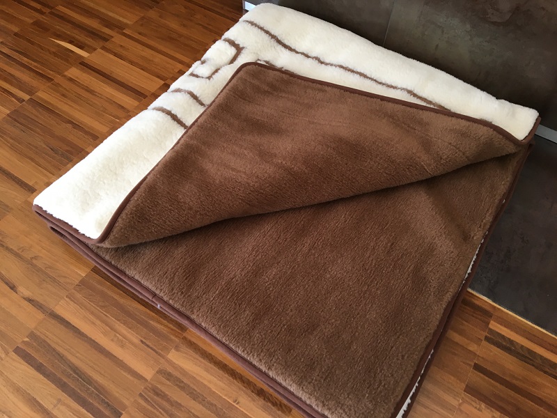 KOŁDRA Z WEŁNY MERYNOS GREKA + CAMEL CIEMNY 160x200