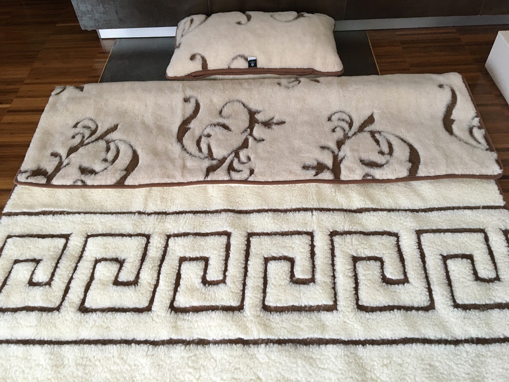 POŚCIEL WEŁNIANA CAMEL BOHO + MERYNOS TUMBLER GREKA 140x200 + MATERAC