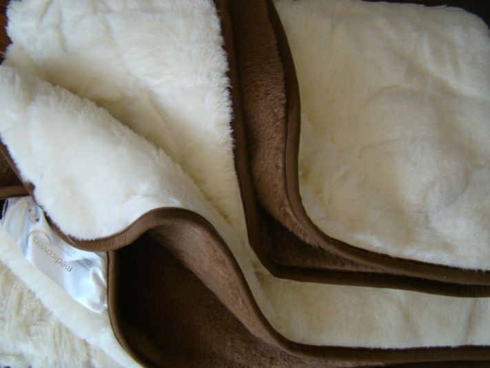 KOŁDRA WEŁNIANA CAMEL CIEMNY + KASZMIR WHITE 200X200