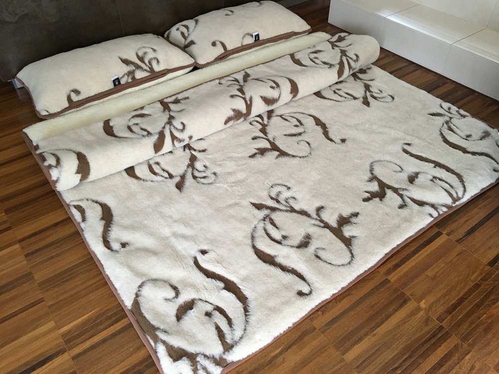 POŚCIEL WEŁNIANA CAMEL BOHO + MERYNOS TUMBLER 240x200 + PODKŁAD
