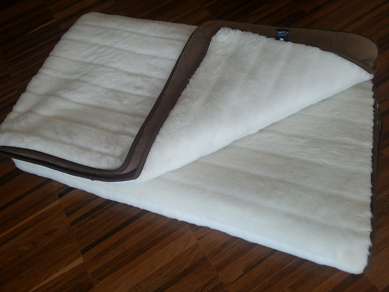 KOŁDRA WEŁNIANA CAMEL CIEMNY + KASZMIR LUX PASY 160X200