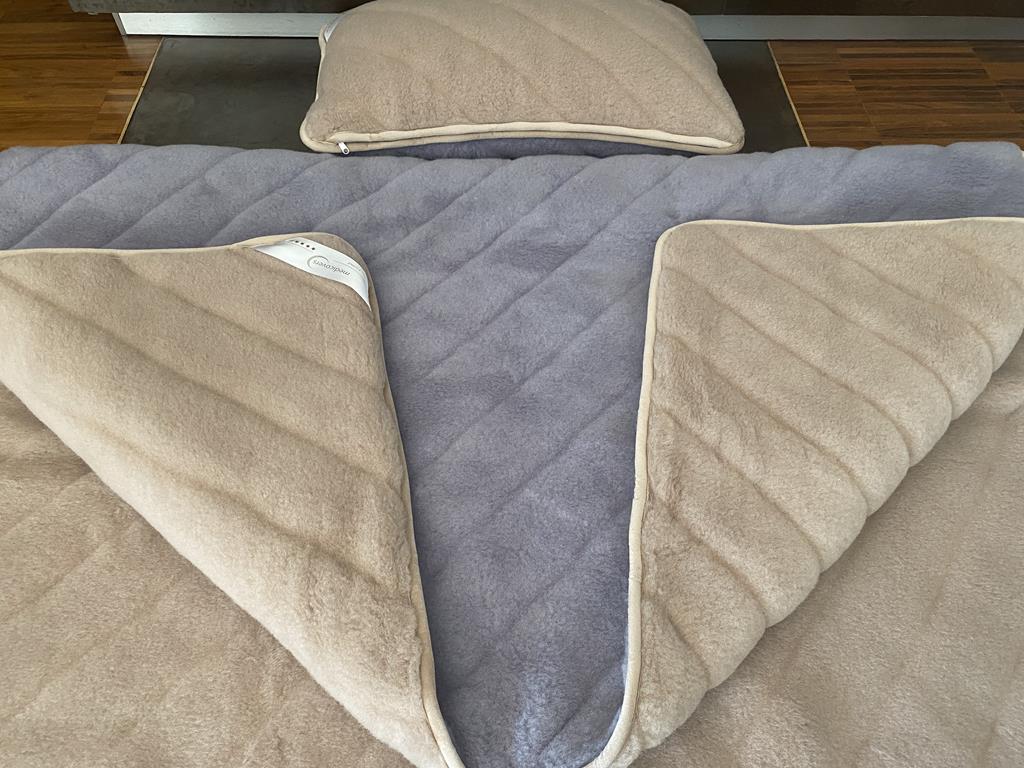 POŚCIEL Z WEŁNY ALPAKI ALPINA PASY + CAMEL JASNY PASY 140X200