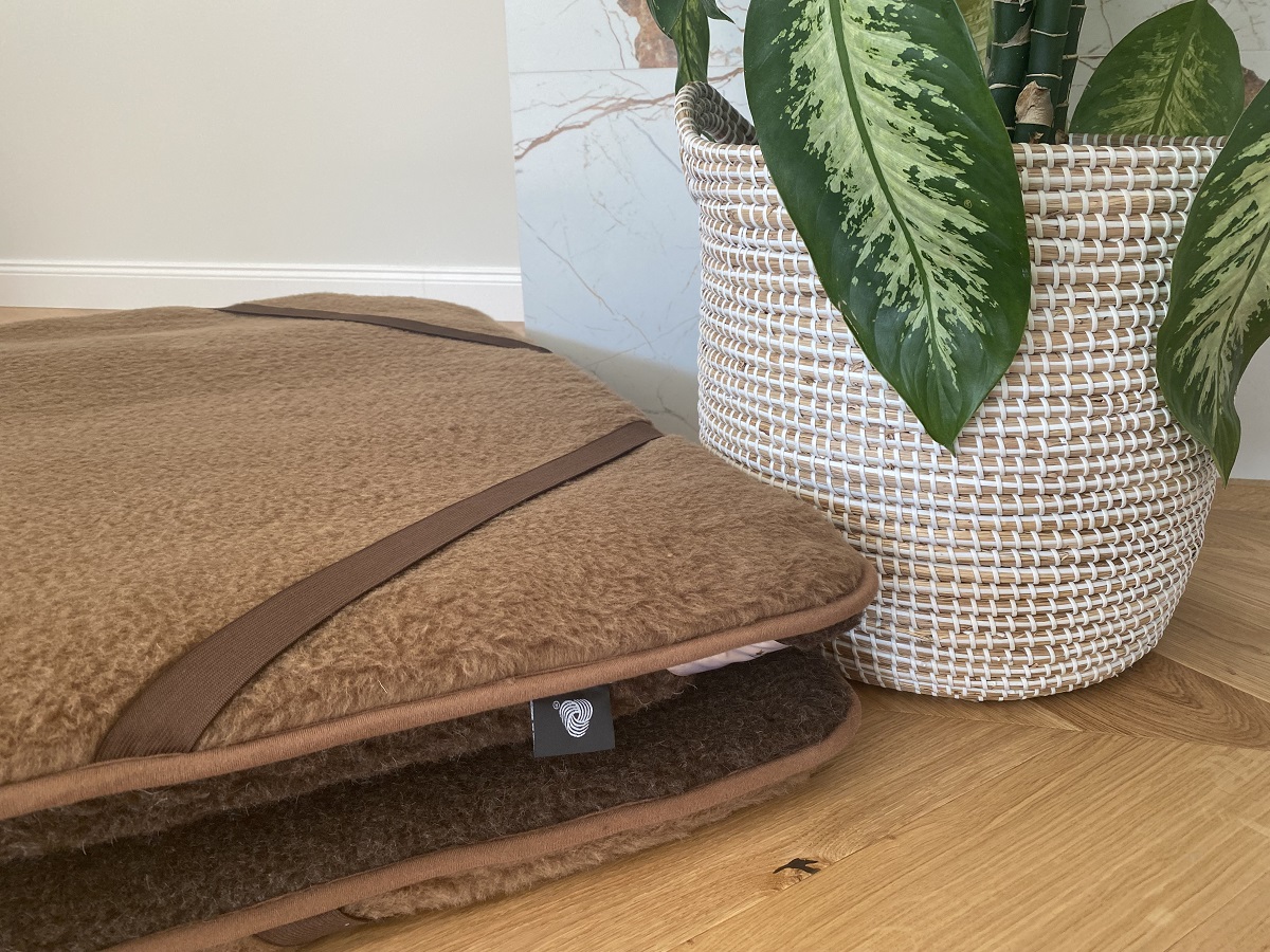 MATERAC WEŁNIANY MERYNOS DZIKI BRĄZ SYBERIA + CAMEL CIEMNY 180x200