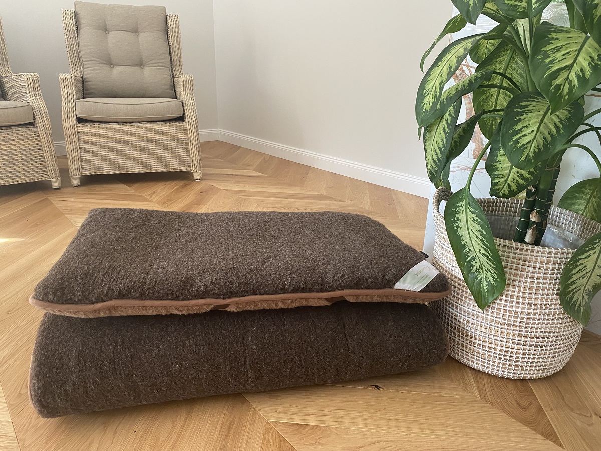 MATERAC WEŁNIANY MERYNOS DZIKI BRĄZ SYBERIA + CAMEL CIEMNY 180x200