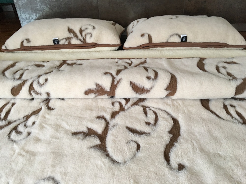 POŚCIEL WEŁNIANA CAMEL BOHO + MERYNOS TUMBLER 240x200 + PODKŁAD