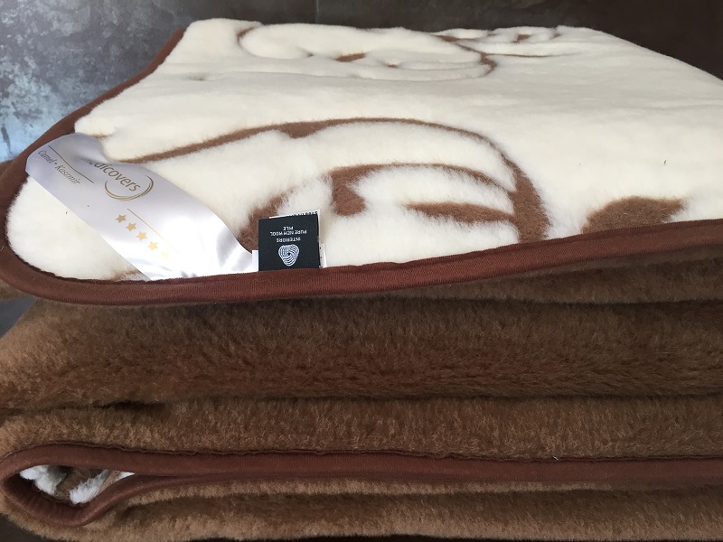 KOŁDRA WEŁNIANA CAMEL CIEMNY + KASZMIR SZLACHECKI 140x200