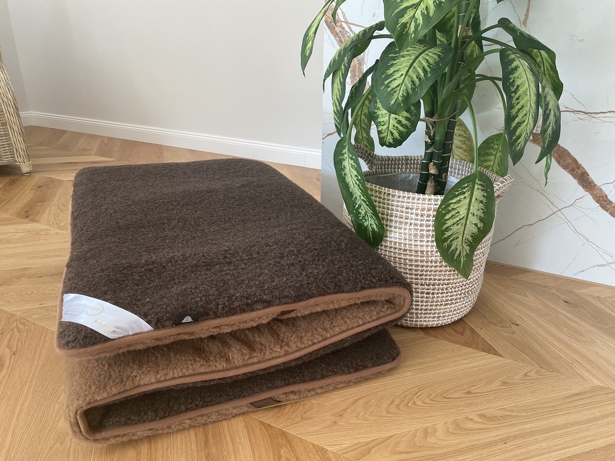 MATERAC WEŁNIANY MERYNOS DZIKI BRĄZ SYBERIA + CAMEL CIEMNY 180x200