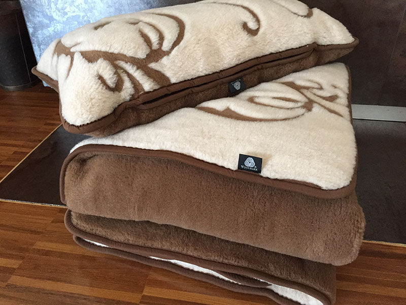 KOŁDRA WEŁNIANA 180X200 CAMEL CIEMNY + CAMEL JASNY SZLACHECKI