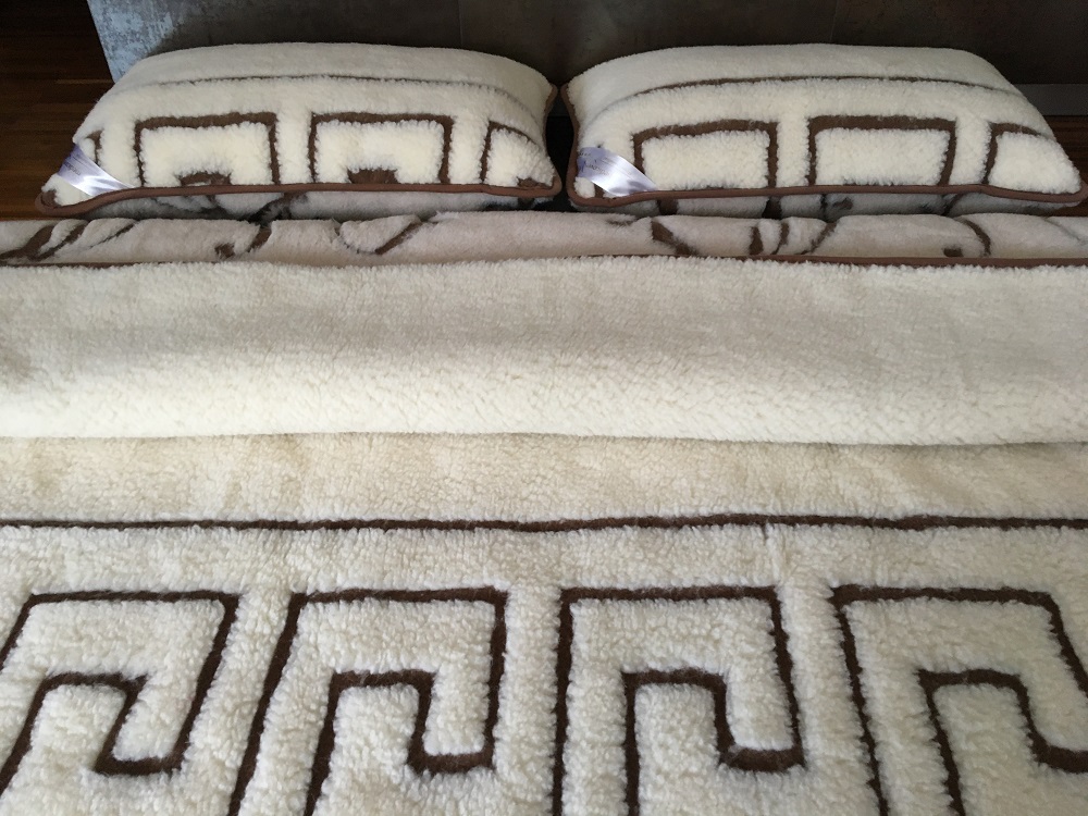 POŚCIEL WEŁNIANA CAMEL BOHO + MERYNOS TUMBLER GREKA 240x200 + PODKŁAD