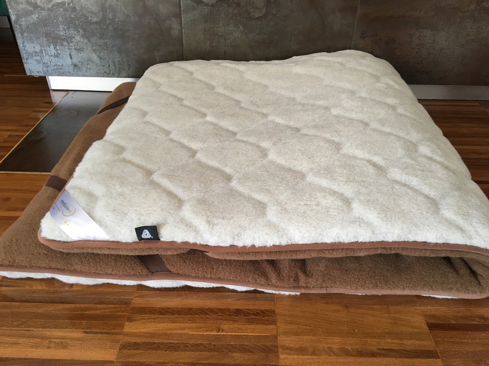 MATERAC WEŁNIANY ALPAKA JASNA CARO + CAMEL CIEMNY 100X200