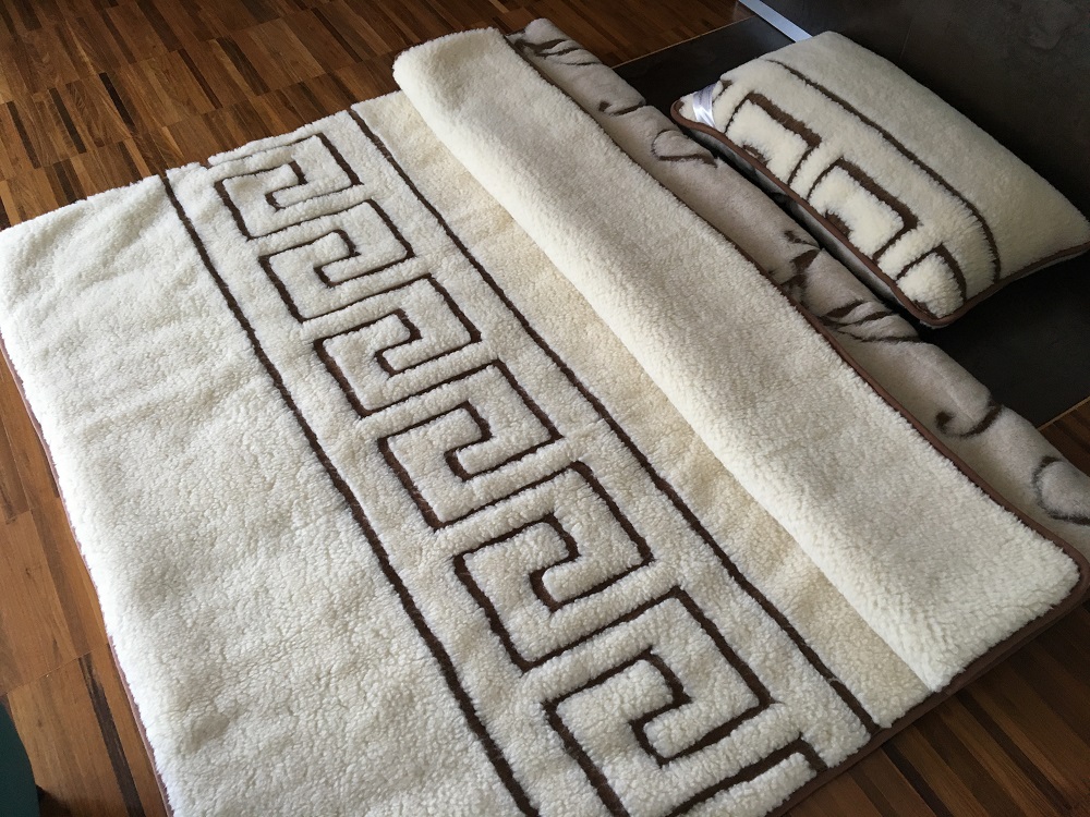 POŚCIEL WEŁNIANA CAMEL BOHO + MERYNOS TUMBLER GREKA 140x200 + MATERAC