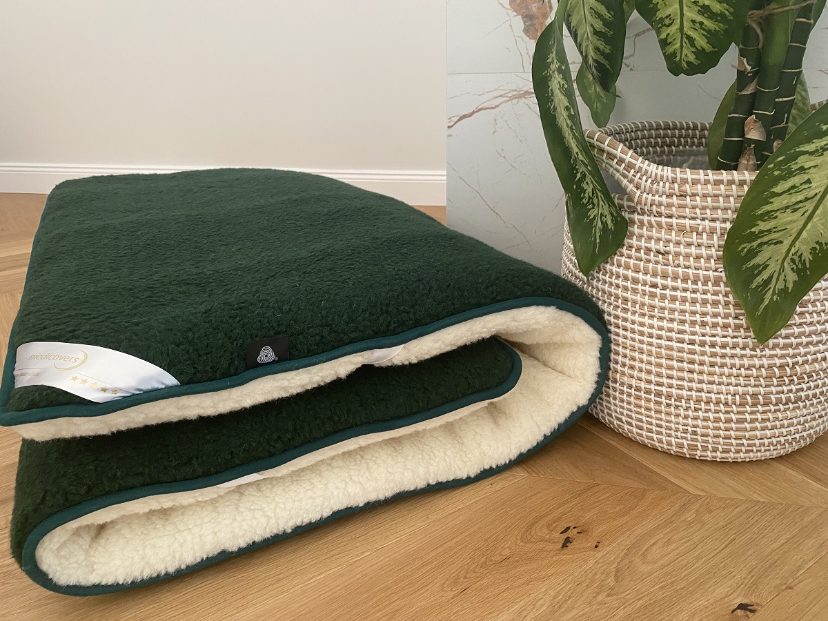 MATERAC WEŁNIANY MERYNOS TUMBLER MOCNA ZIELEŃ + TUMBLER 160x200