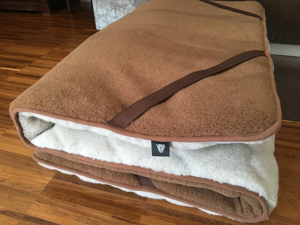 MATERAC WEŁNIANY ALPAKA JASNA CARO + CAMEL CIEMNY 100X200