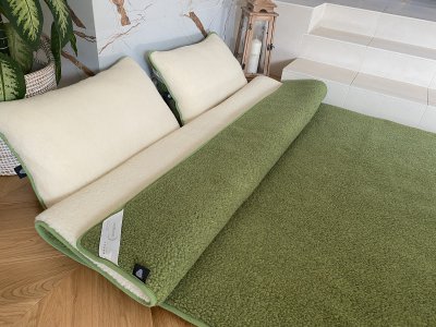 POŚCIEL WEŁNIANA MERYNOS TUMBLER JASNA ZIELEŃ + TUMBLER 220X200 + PODKŁAD