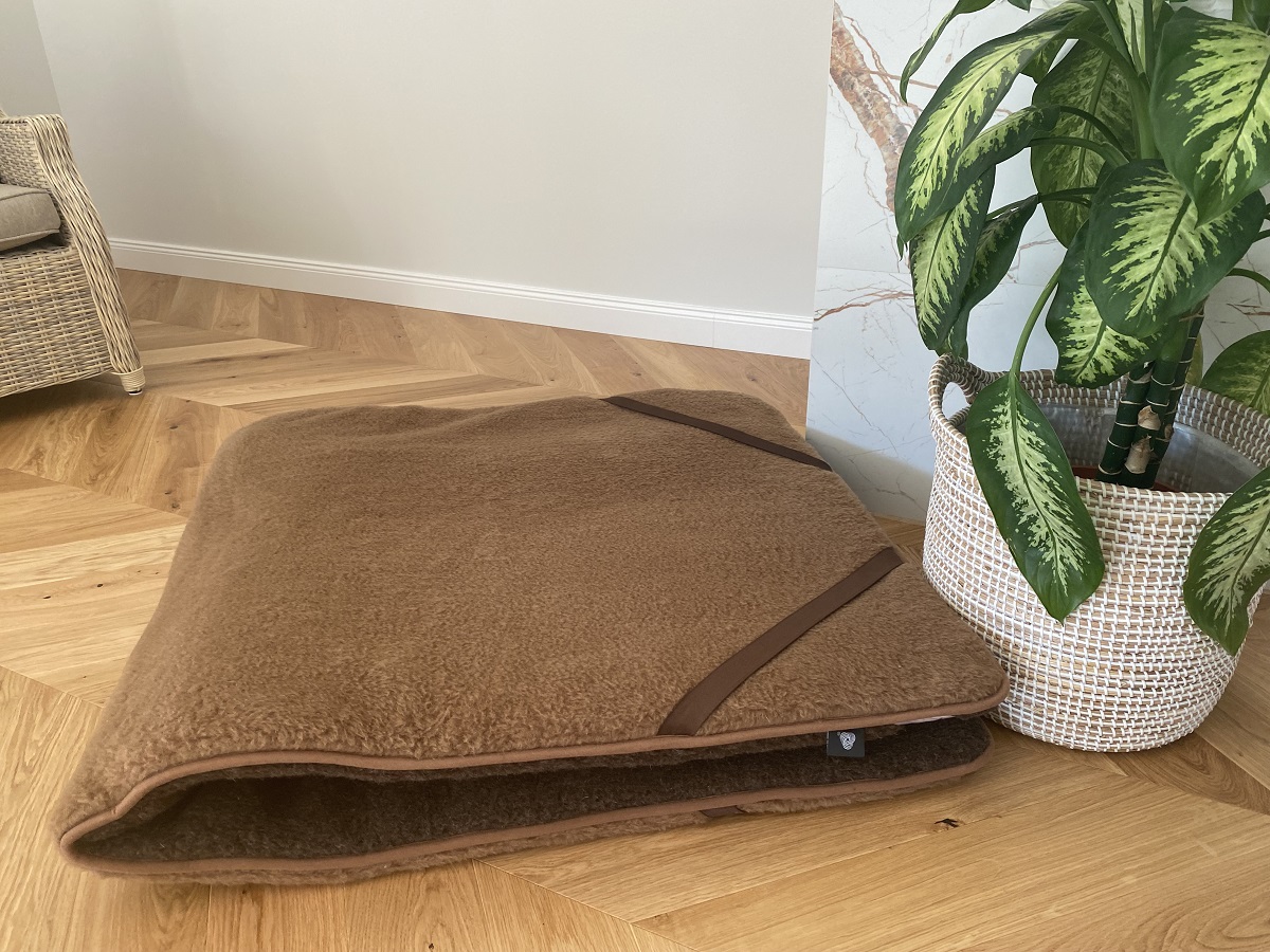 MATERAC WEŁNIANY MERYNOS DZIKI BRĄZ SYBERIA + CAMEL CIEMNY 180x200
