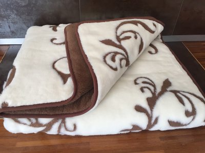 KOŁDRA WEŁNIANA CAMEL CIEMNY + KASZMIR SZLACHECKI 200x200
