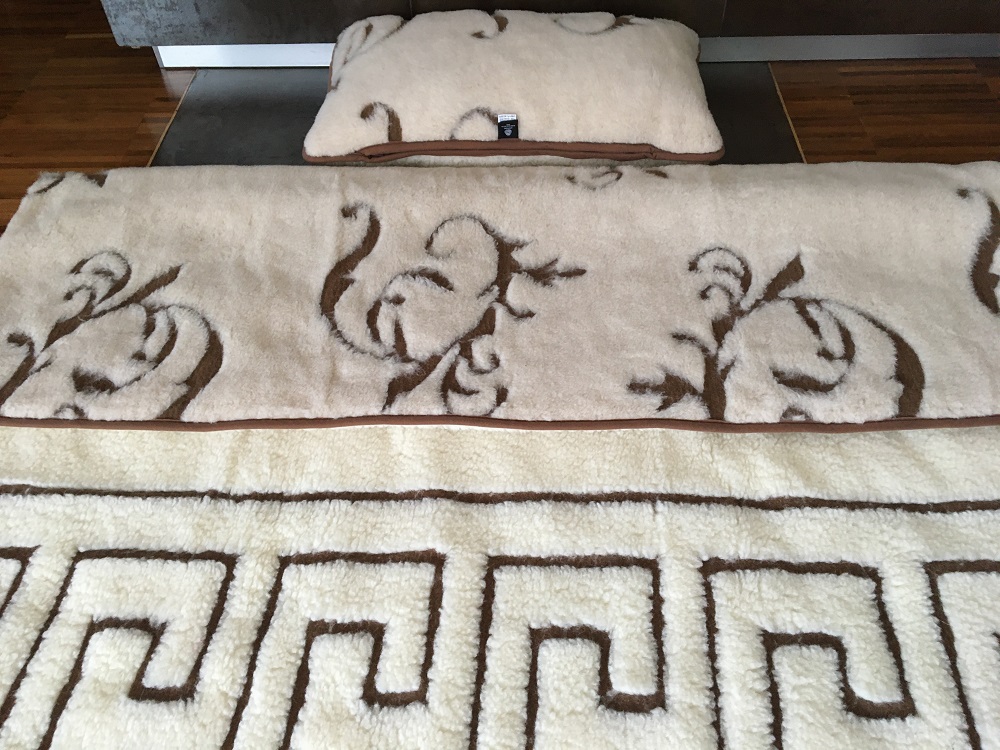 POŚCIEL WEŁNIANA CAMEL BOHO + MERYNOS TUMBLER GREKA 140x200 + MATERAC