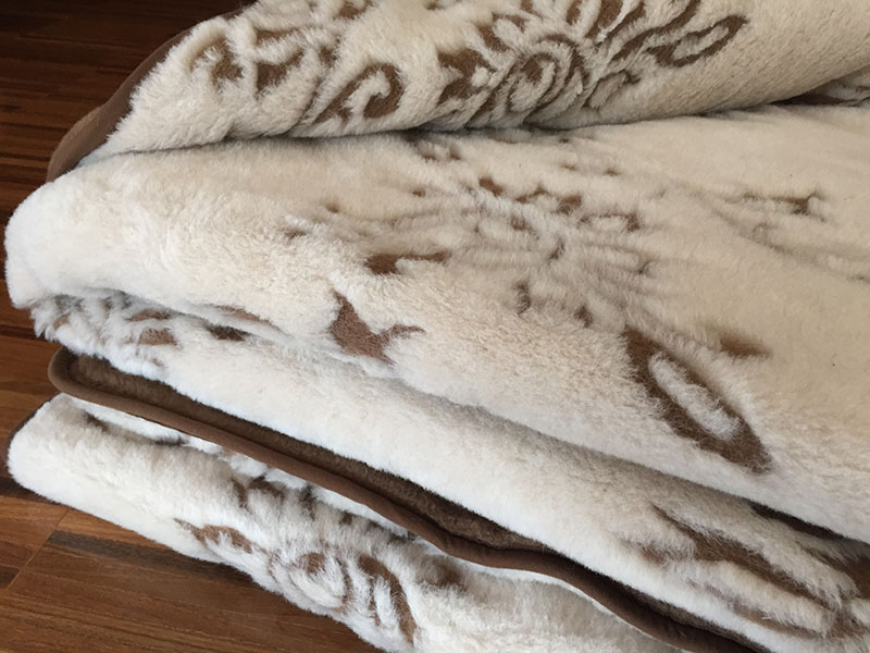 KOŁDRA WEŁNIANA 160X200 CAMEL CIEMNY + CAMEL JASNY ARUBA