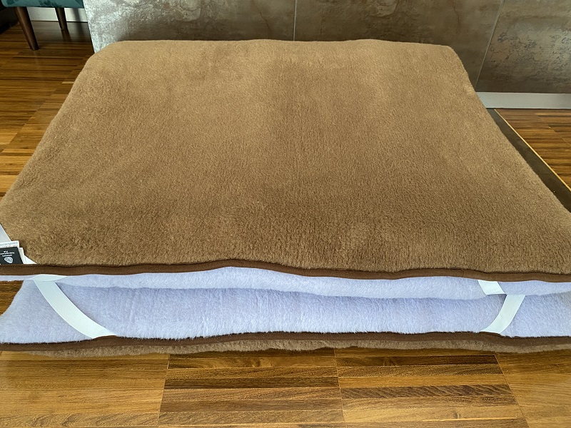 MATERAC WEŁNIANY ALPAKA SILVER + CAMEL CIEMNY 120X200