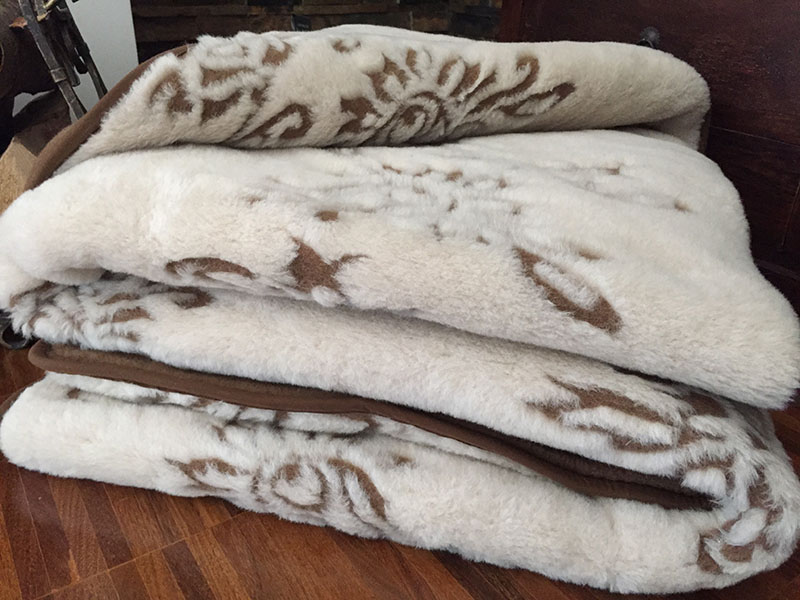 KOŁDRA WEŁNIANA 160X200 CAMEL CIEMNY + CAMEL JASNY ARUBA