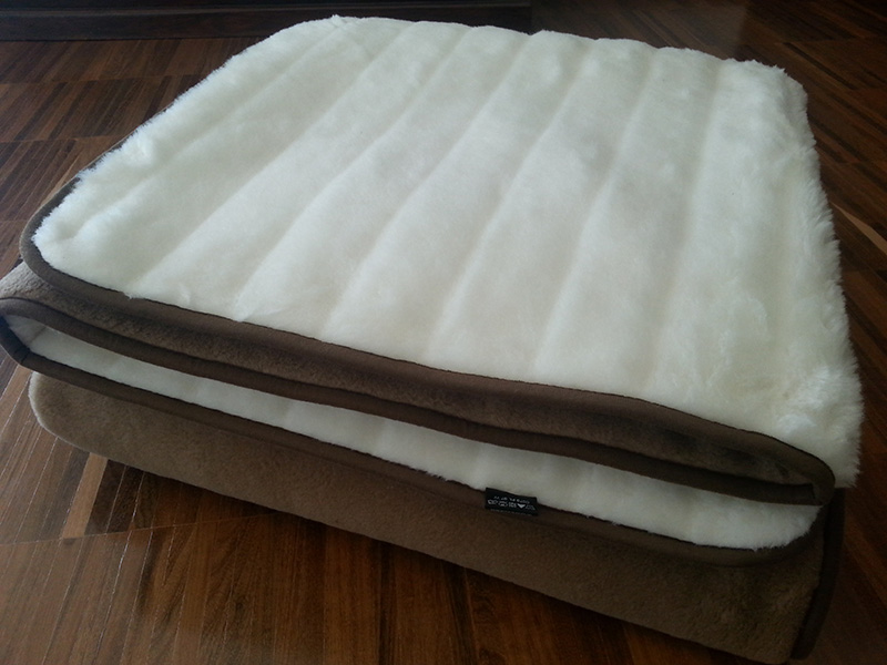 KOŁDRA WEŁNIANA CAMEL CIEMNY + KASZMIR LUX PASY 160X200