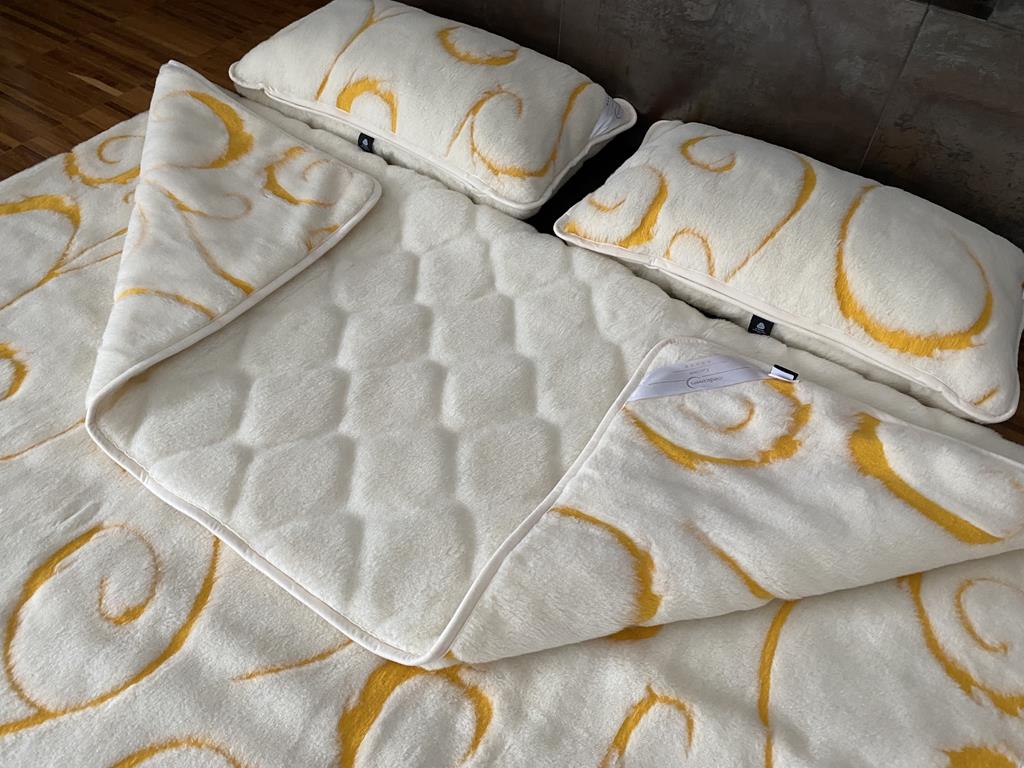 POŚCIEL WEŁNIANA KASZMIR GOLD + KASZMIR CARO 160x200 + PODKŁAD