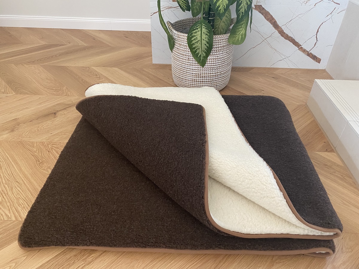 KOŁDRA WEŁNIANA MERYNOS SYBERIA DZIKI BRĄZ + MERYNOS TUMBLER 160X200