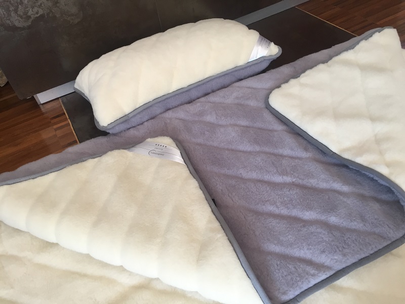 POŚCIEL Z WEŁNY ALPAKI EXCLUSIVE PASY + KASZMIR PASY 140x200 + MATERAC
