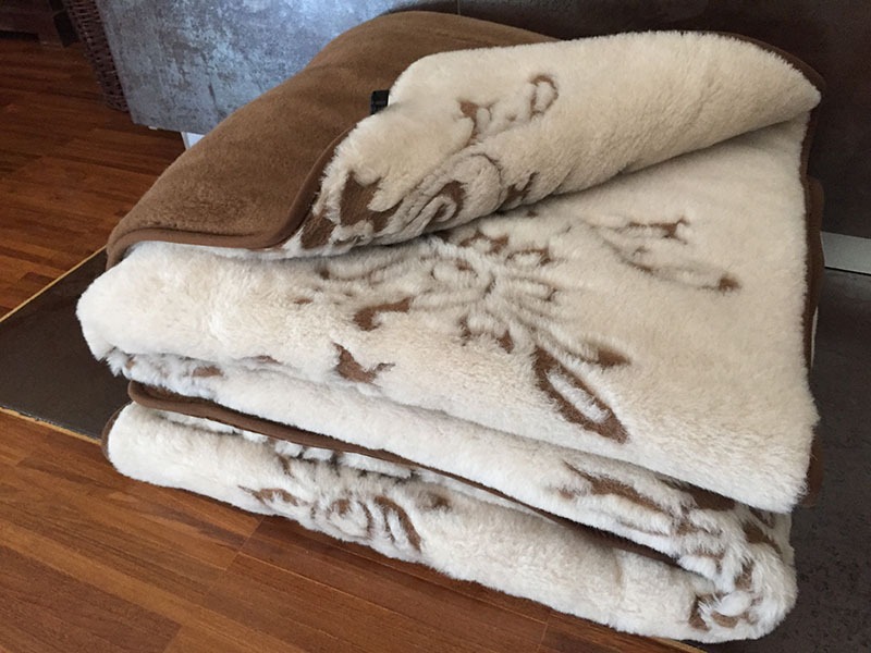 KOŁDRA WEŁNIANA 160X200 CAMEL CIEMNY + CAMEL JASNY ARUBA