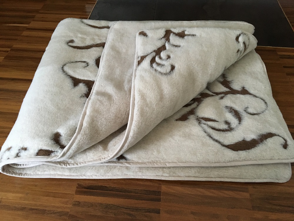 KOŁDRA WEŁNIANA 140X200 CAMEL JASNY BOHO