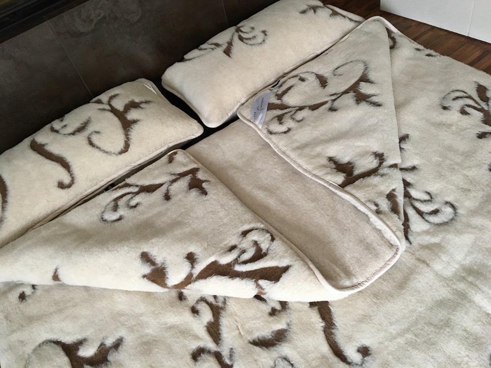 POŚCIEL WEŁNIANA CAMEL JASNY BOHO 160x200 + MATERAC
