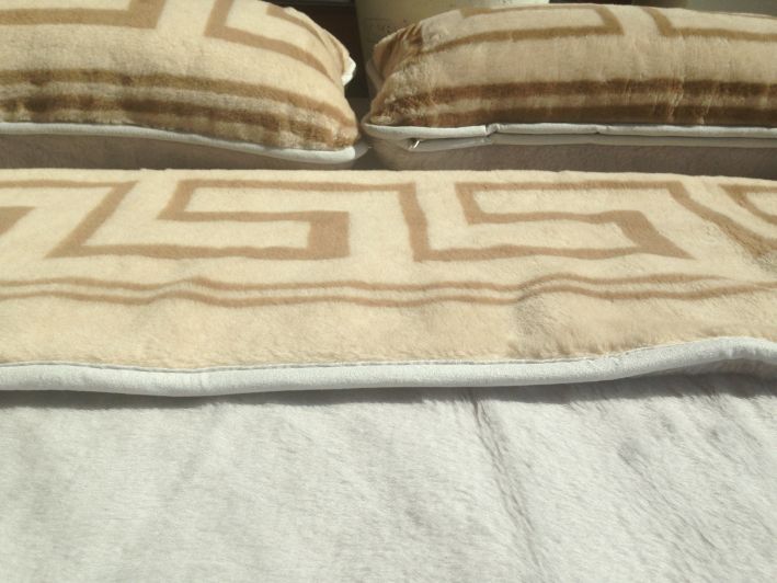 POŚCIEL WEŁNIANA ALPAKA SILVER + CAMEL CAPPUCINO GREKA 160X200 + PODKŁAD