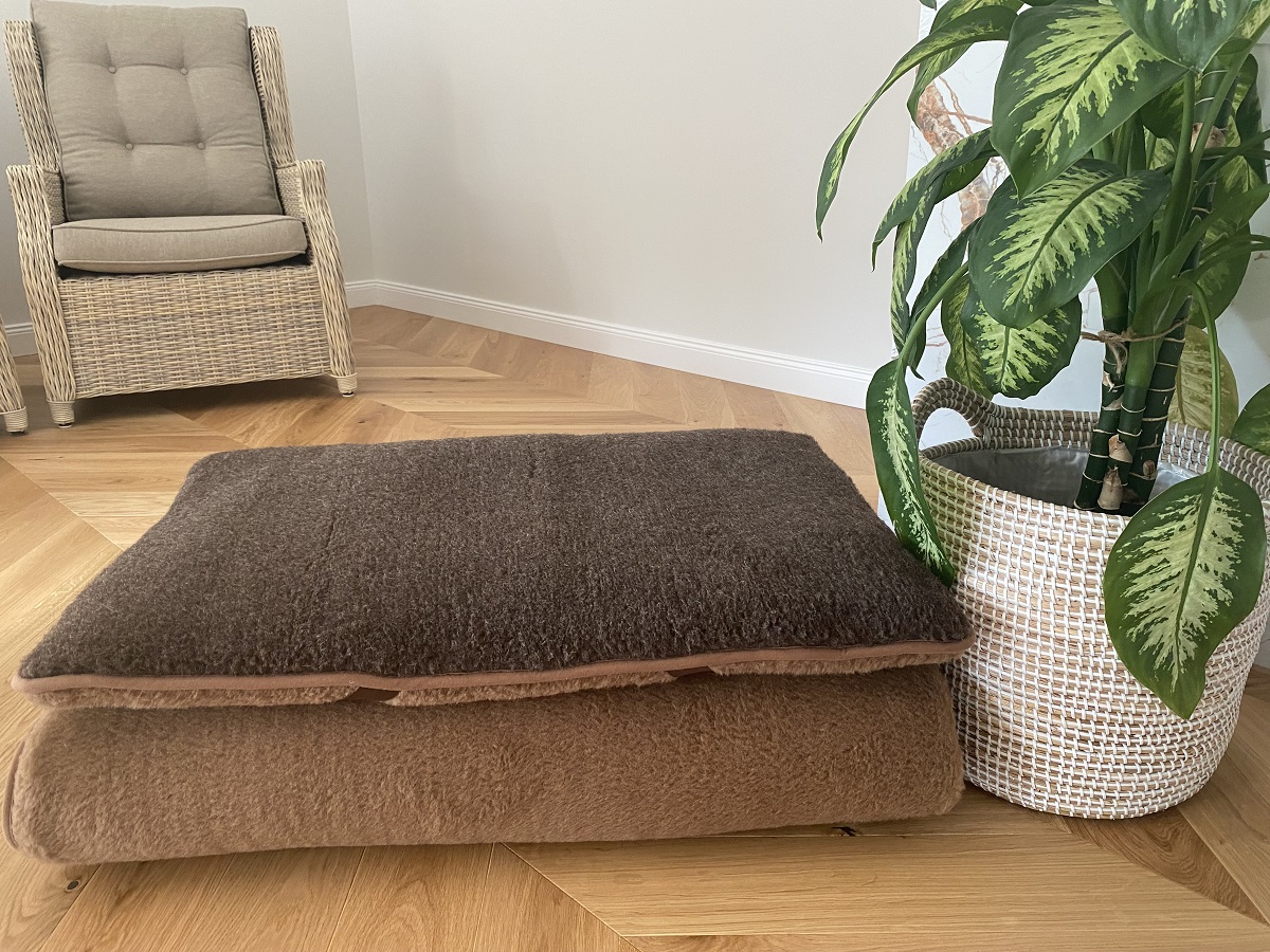 MATERAC WEŁNIANY MERYNOS DZIKI BRĄZ SYBERIA + CAMEL CIEMNY 180x200