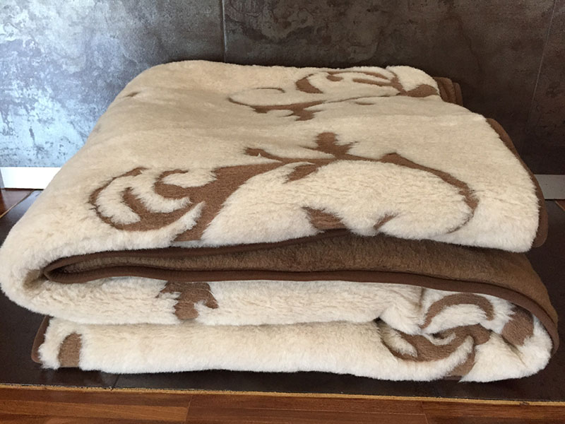 KOŁDRA WEŁNIANA 180X200 CAMEL CIEMNY + CAMEL JASNY SZLACHECKI