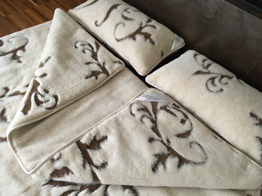 POŚCIEL WEŁNIANA CAMEL JASNY BOHO 160x200 + MATERAC