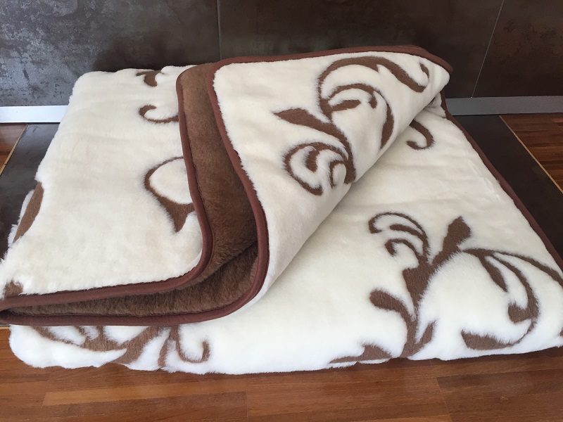 KOŁDRA WEŁNIANA CAMEL CIEMNY + KASZMIR SZLACHECKI 140x200