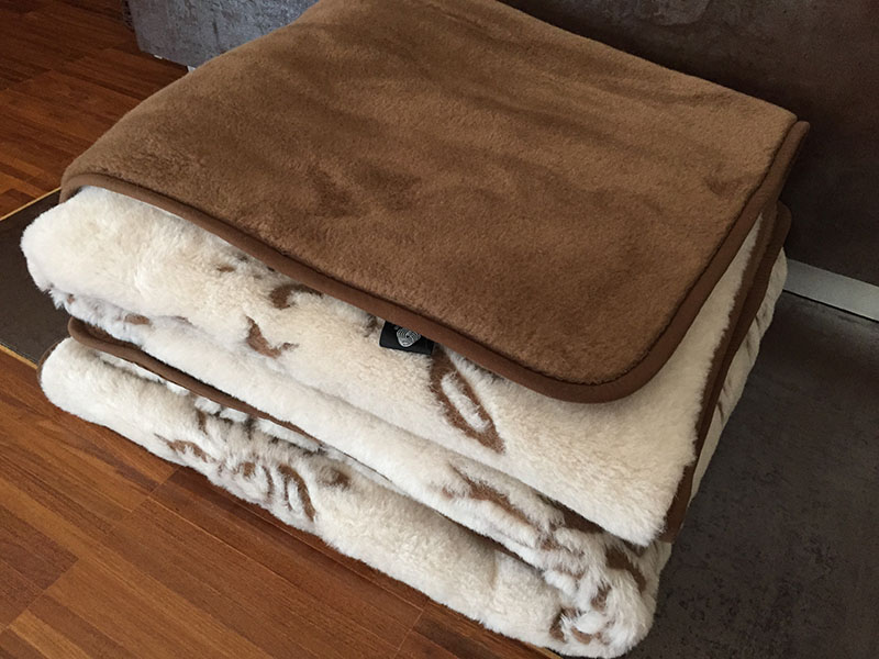 KOŁDRA WEŁNIANA 160X200 CAMEL CIEMNY + CAMEL JASNY ARUBA