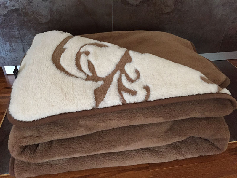 KOŁDRA WEŁNIANA 180X200 CAMEL CIEMNY + CAMEL JASNY SZLACHECKI