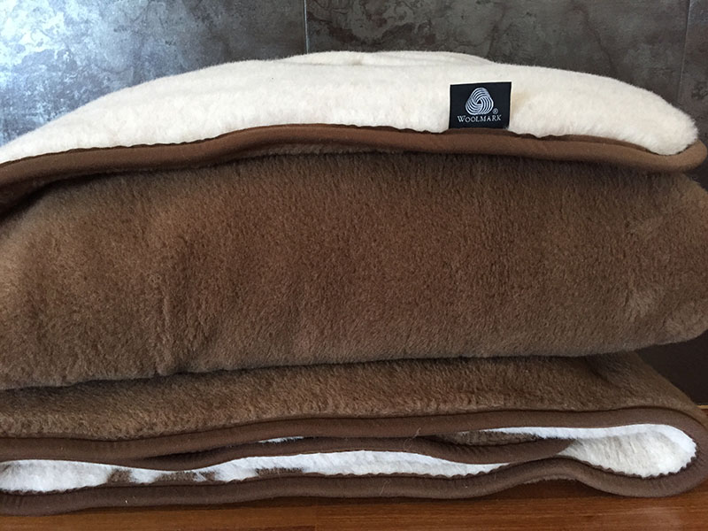 KOŁDRA WEŁNIANA 180X200 CAMEL CIEMNY + CAMEL JASNY SZLACHECKI
