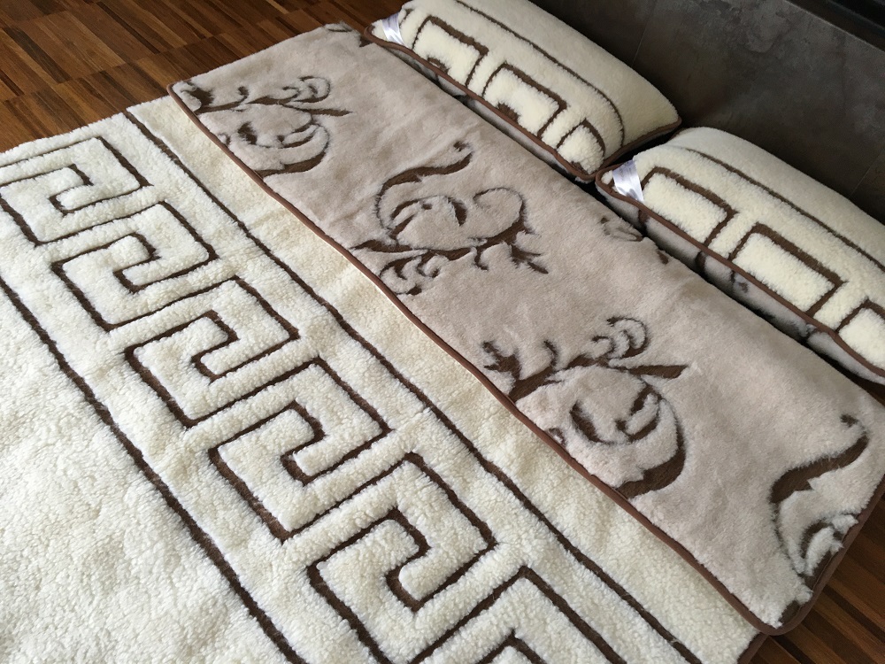 POŚCIEL WEŁNIANA CAMEL BOHO + MERYNOS TUMBLER GREKA 240x200 + PODKŁAD