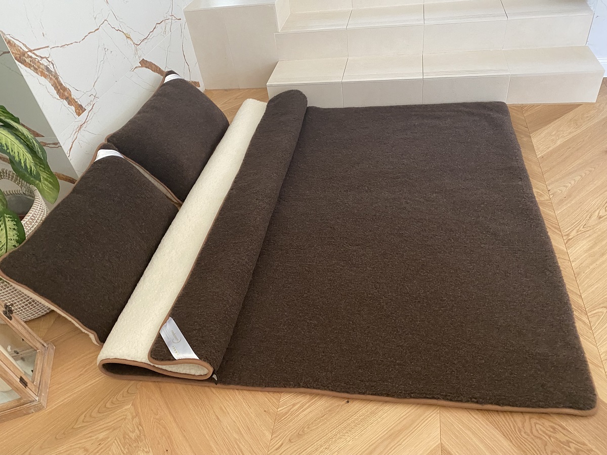 POŚCIEL WEŁNIANA MERYNOS SYBERIA DZIKI BRĄZ + MERYNOS TUMBLER 200X200